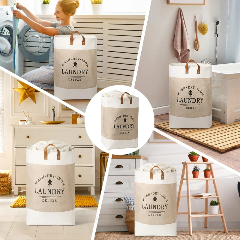 Large Capacity Fabric Laundry Basket — Foldable Dirty Clothes Storage Bin, Portable Household Storage Box