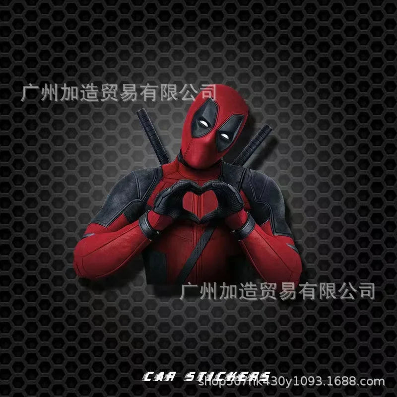 Cute Deadpool Car Sticker – Waterproof Heart Decal for Scratch Cover, Exterior Decoration & Gift Accessory