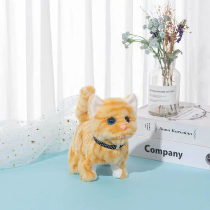 Electronic Voice Control Robot Cat Toy - Walking Plush Meowing Simulation for Kids