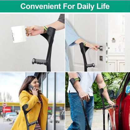 Lightweight Adjustable Aluminum Forearm Crutches for Adults — Foldable Elbow Crutch with Cuff for Walking