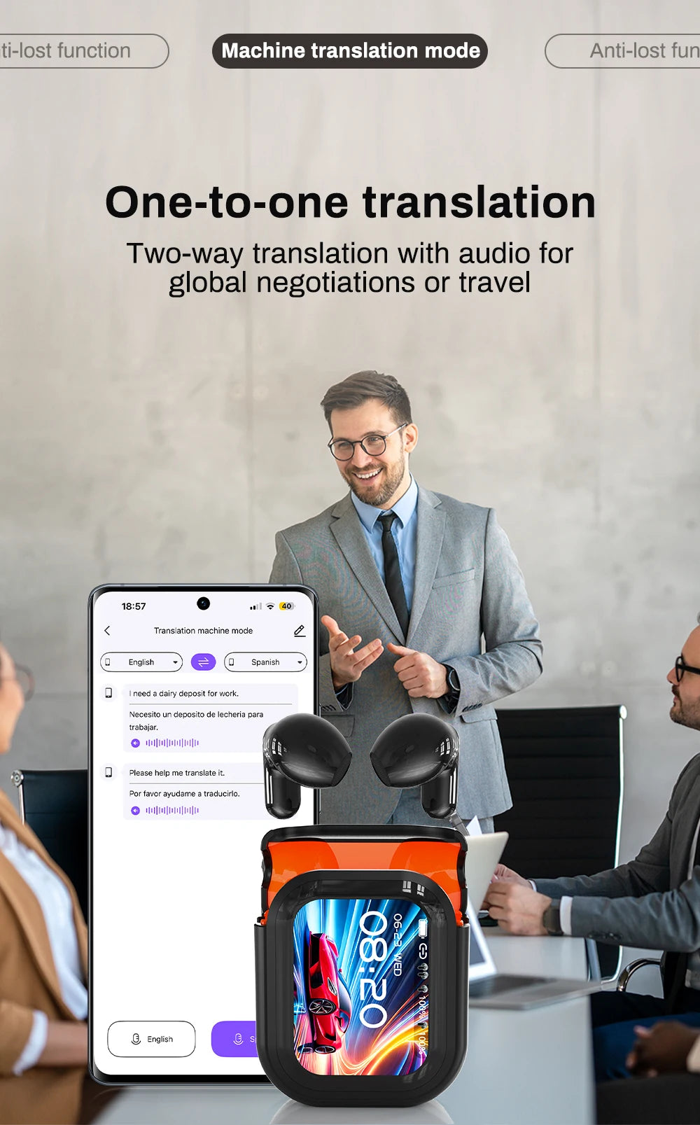 HTC NE20 Bluetooth 6.0 Wireless Translator Earphones – Waterproof IPX4 with Long Battery Life