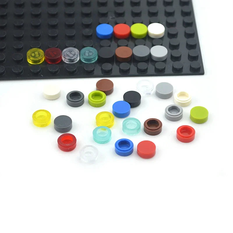 450PCS Round 1x1 Flat Stud Building Block Accessories – Colorful MOC-Compatible Creative Toy Parts Set for DIY Construction