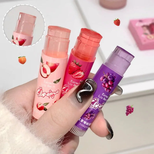 Jelly Fruit Lip Balm – Plant Extract Moisturizing Nourishing Lip Gloss, Long-Lasting Hydrating Juicy Peach Lip Care