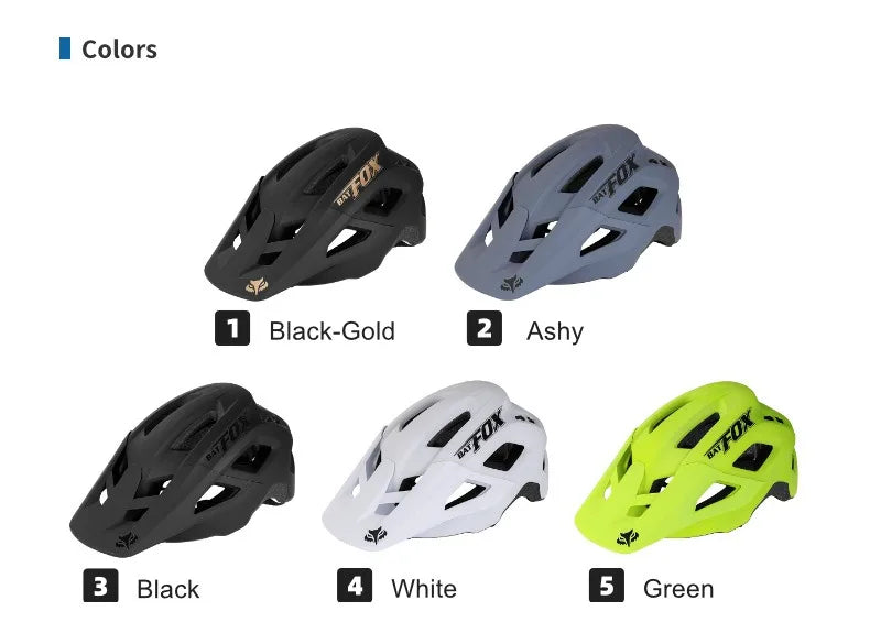 BATFOX Matte Black MTB Bike Helmet – Men's Mountain Bike Cycling Helmet Casco Ciclismo