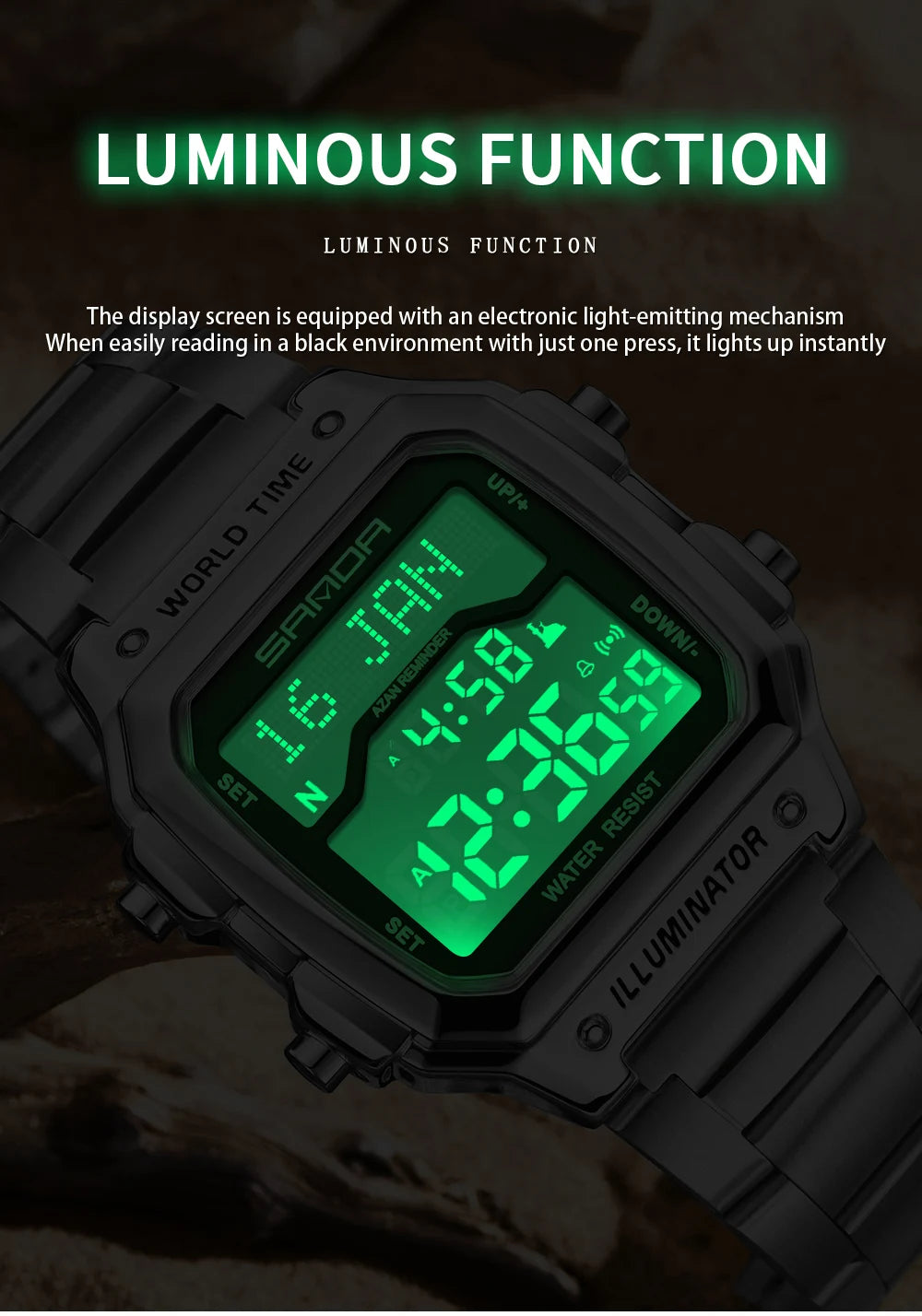 SANDA 2172/2173 Men’s Digital Watch - Multifunction Waterproof LED Electronic Wristwatch