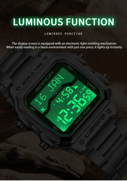 SANDA 2172/2173 Men’s Digital Watch - Multifunction Waterproof LED Electronic Wristwatch
