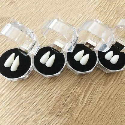 Vampire Fangs False Teeth - Halloween Costume Props with Denture Adhesive for Parties & Decor