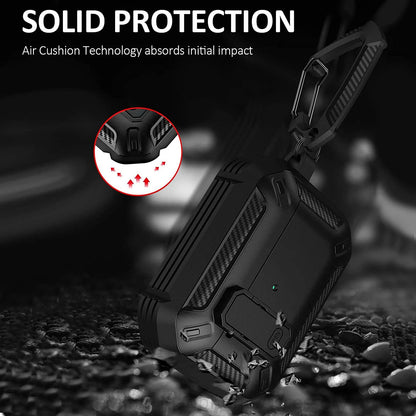 Carbon Fiber Shockproof Case for AirPods Pro 1/2 & AirPods 3 – Protective Headset Cover with Switch