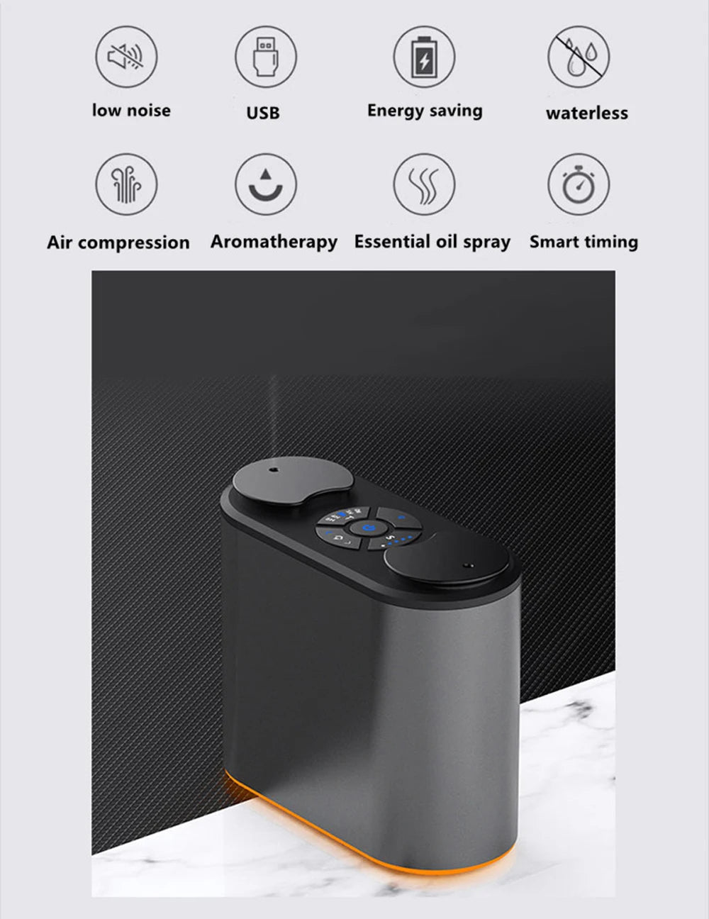 Waterless Aroma Diffuser – USB Aluminum Essential Oil Nebulizer, Aromatherapy Humidifier for Home & Hotel Use