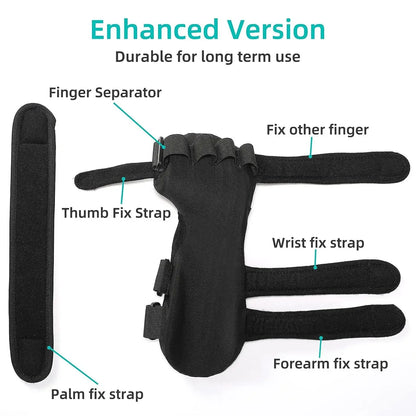 Adjustable Hand Brace for Stroke Recovery — Finger and Wrist Support Splint for Night Use, Arthritis & Tendonitis Relief