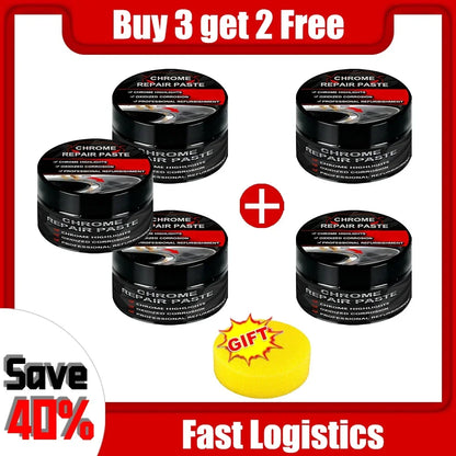 Chrome Polish Paste for Cars – Scratch Repair and Shine Restorer for Door Handles, Window Frames & Car Emblems