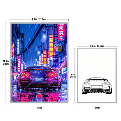 GTR Anime Racing LED Night Light – Car-Themed Bedroom Decor Lamp for Anime Fans, Ambient LED Lampara de Noche & Gift Light