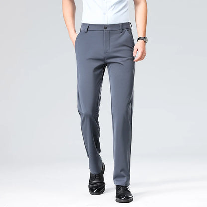 Men's Summer Fashion Suit Pants – Thin Business Casual Elastic Straight Leg Formal Trousers | Plus Size 28-42