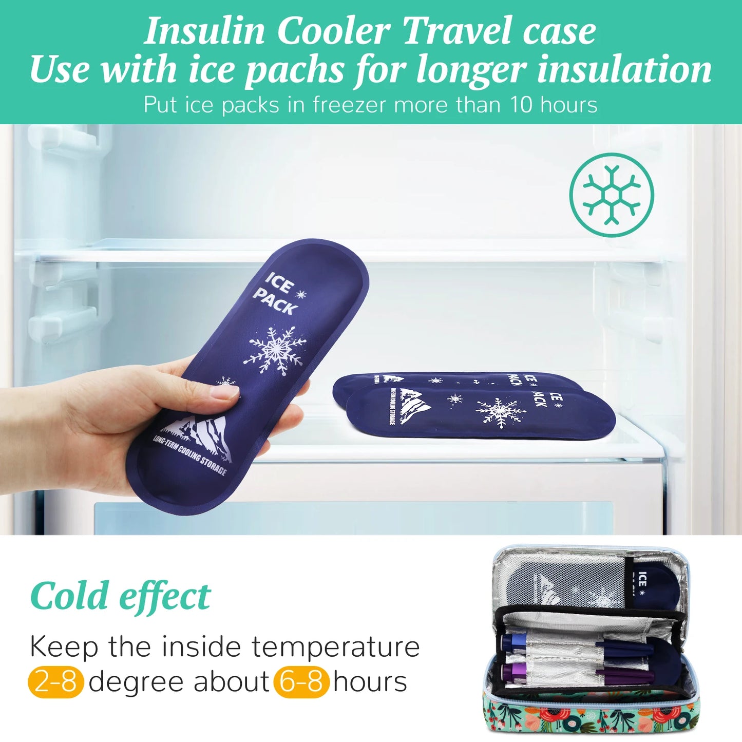 Large Portable Insulin Cooler Bag – Lightweight Durable Travel Cooler for Outdoor Camping and Travel