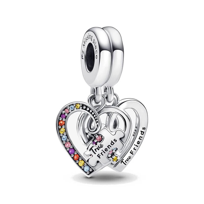 Europe 925 Silver Family Charm Pendant - Boy, Girl, Mom & Sisters Bead for Pandora Bracelet, Sparkling Dangle Jewelry