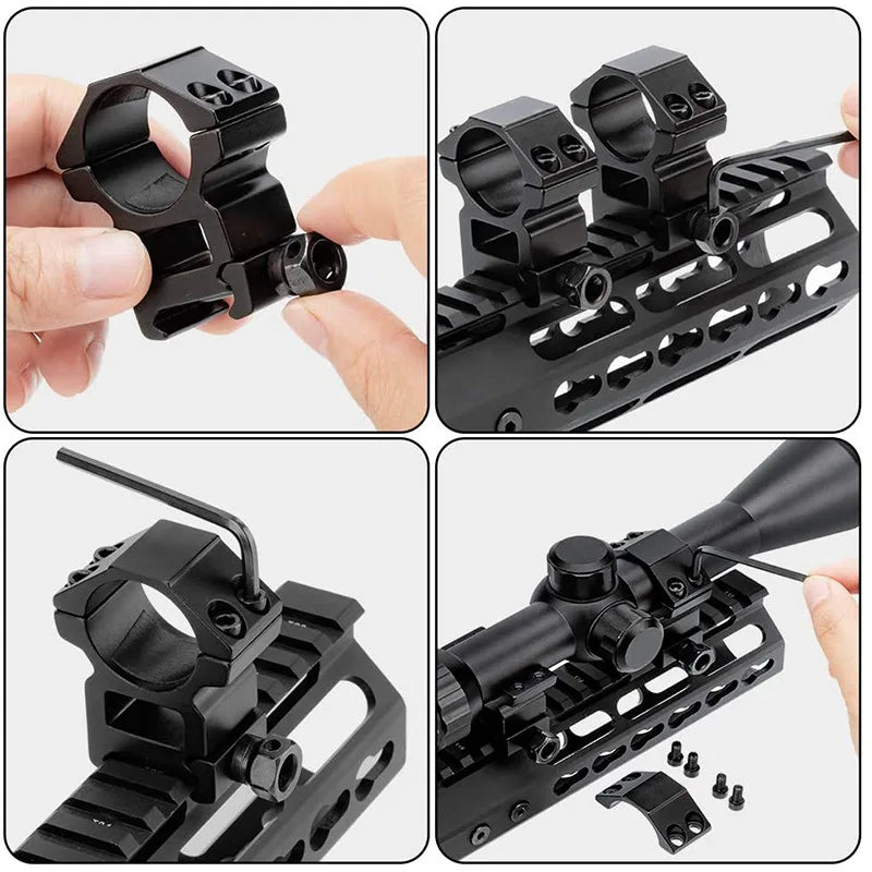 Hunting Rifle Scope Mount Ring – 25.4mm/30mm Tactical Scope & Flashlight Holder for 11mm/20mm Picatinny Rail