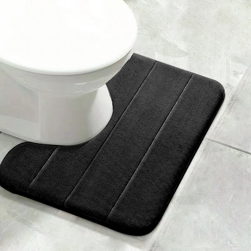 Coral Velvet Bathroom Mat - Anti-Skid Absorbent Toilet & Bathtub Floor Mat, Entrance Rug