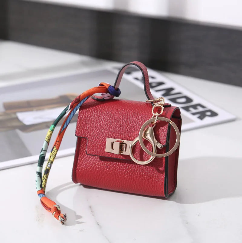 Luxury Mini Headphone Bag – Leather Purse Pendant Keychain for AirPods 2/3/4/Pro 2 and Galaxy Buds 3/3Pro