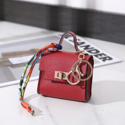 Luxury Mini Headphone Bag – Leather Purse Pendant Keychain for AirPods 2/3/4/Pro 2 and Galaxy Buds 3/3Pro