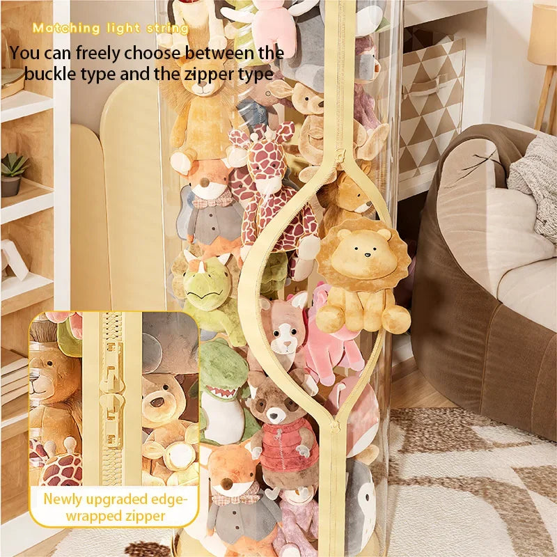 Transparent Doll & Plush Toy Storage Box — DIY Zipper Organizer Tube for Kids’ Toys, Christmas Gift, and Home Use