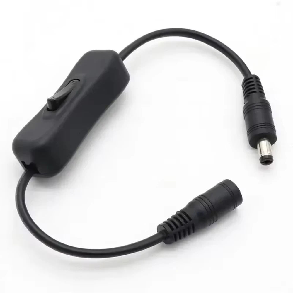 5.5×2.1mm DC Inline Power Switch Cable - Male-Female On/Off Switch for 5V 12V 24V CCTV and LED Strip Lights