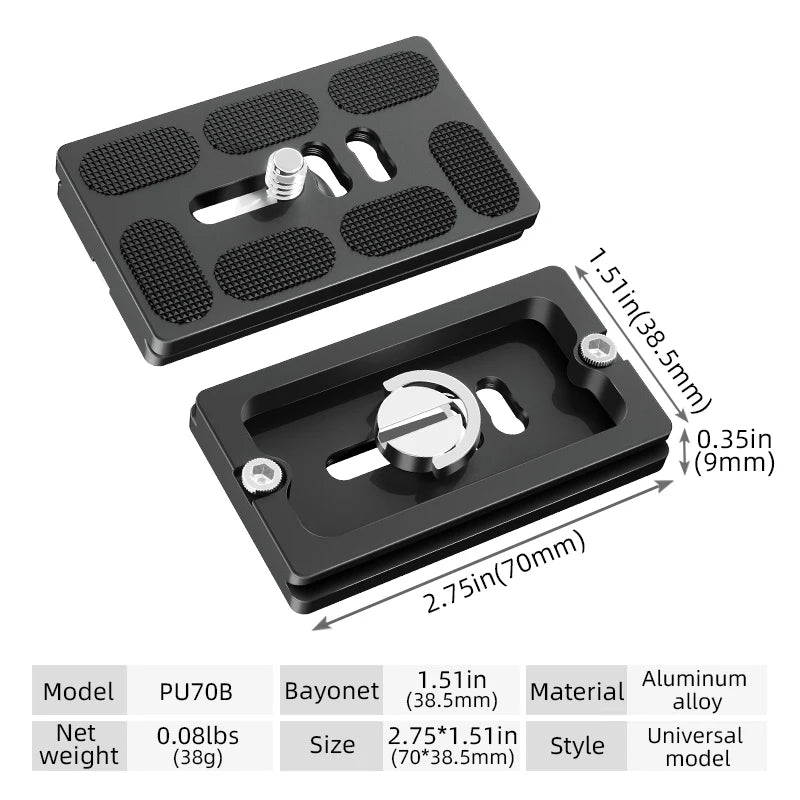 BEXIN Universal Aluminum Alloy Quick Release Plate – 1/4" Screw Tripod Mount Adapter for Arca Swiss & Benro Ball Head Cameras
