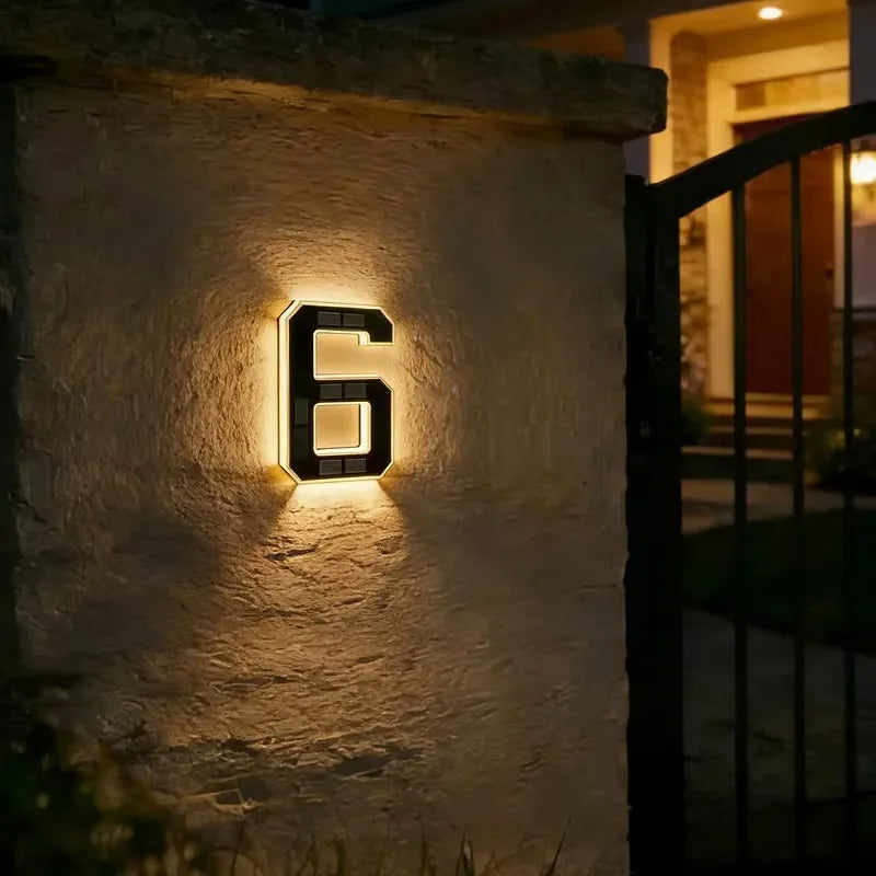Custom Solar LED House Numbers - Waterproof Luminous Address Sign for Outdoor Wall & Door Decor