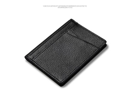 YUECIMIE Super Slim Leather Wallet – Genuine Mini Credit Card Holder, Thin Soft Purse for Men