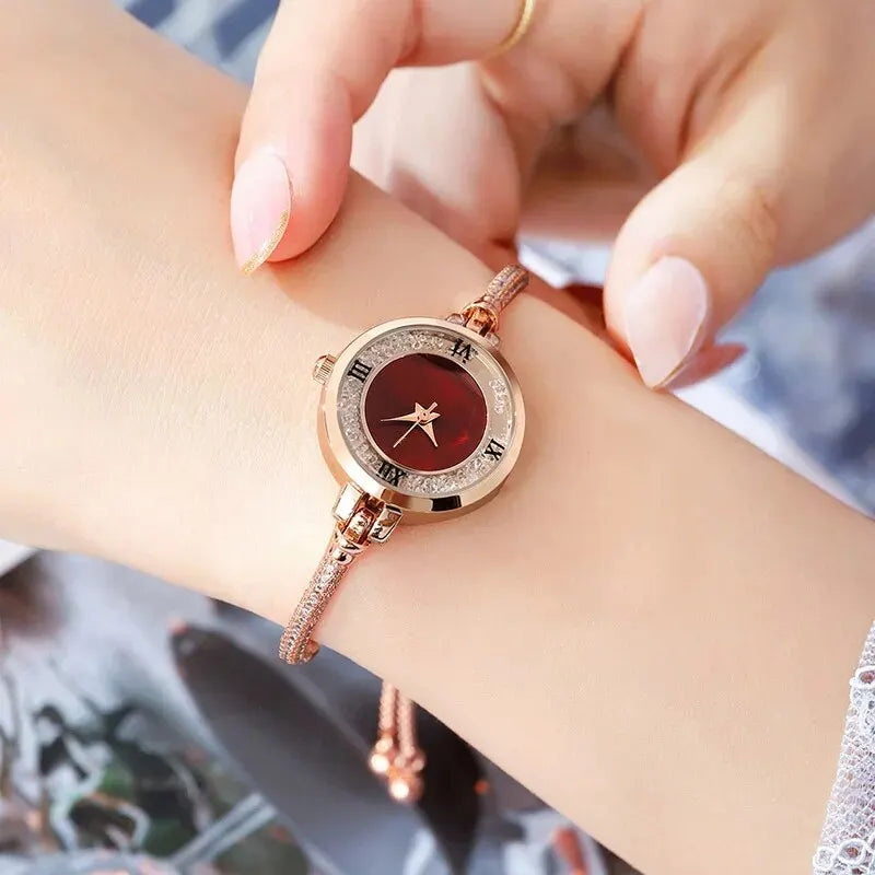 2024 Fashion Women's Wristwatch – Gold Bracelet with Small Dial, Elegant Quartz Steel Watch for Women
