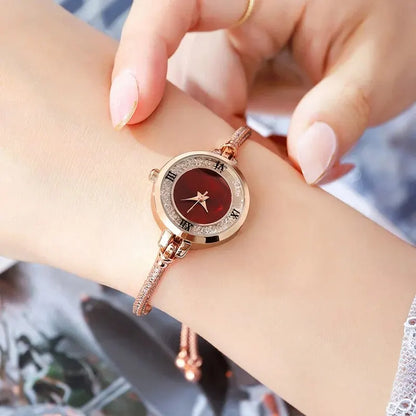 2024 Fashion Women's Wristwatch – Gold Bracelet with Small Dial, Elegant Quartz Steel Watch for Women