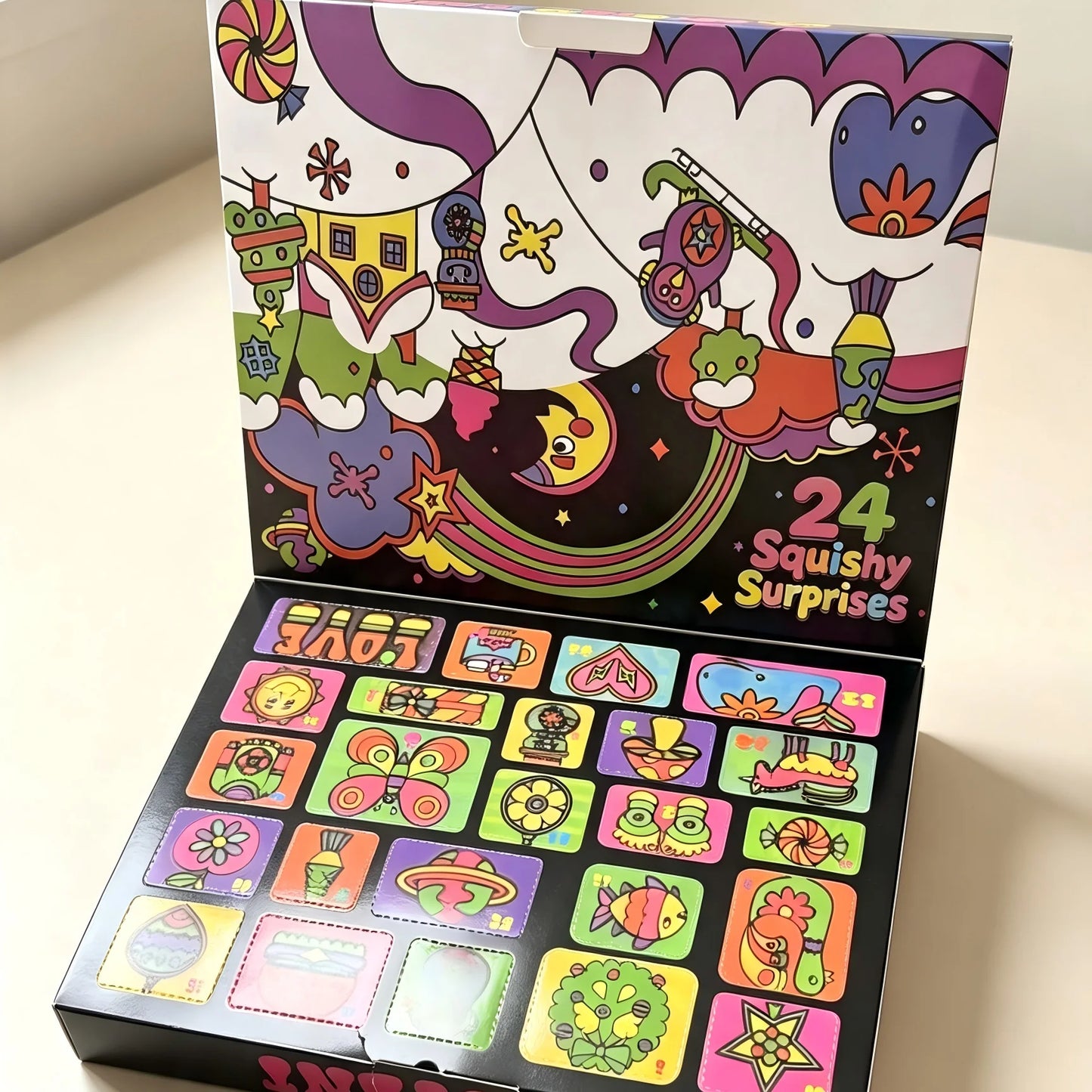 24PCS Squishy Fidget Advent Calendar - Cute Slow-Rebound Anxiety Relief Mystery Gift Box