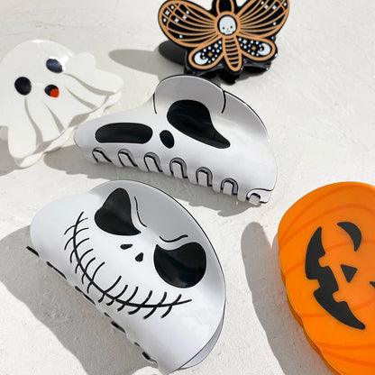 AENSOA Halloween Hairpin | Pumpkin, Skull, Butterfly & Ghost Acrylic Shark Clip for Women