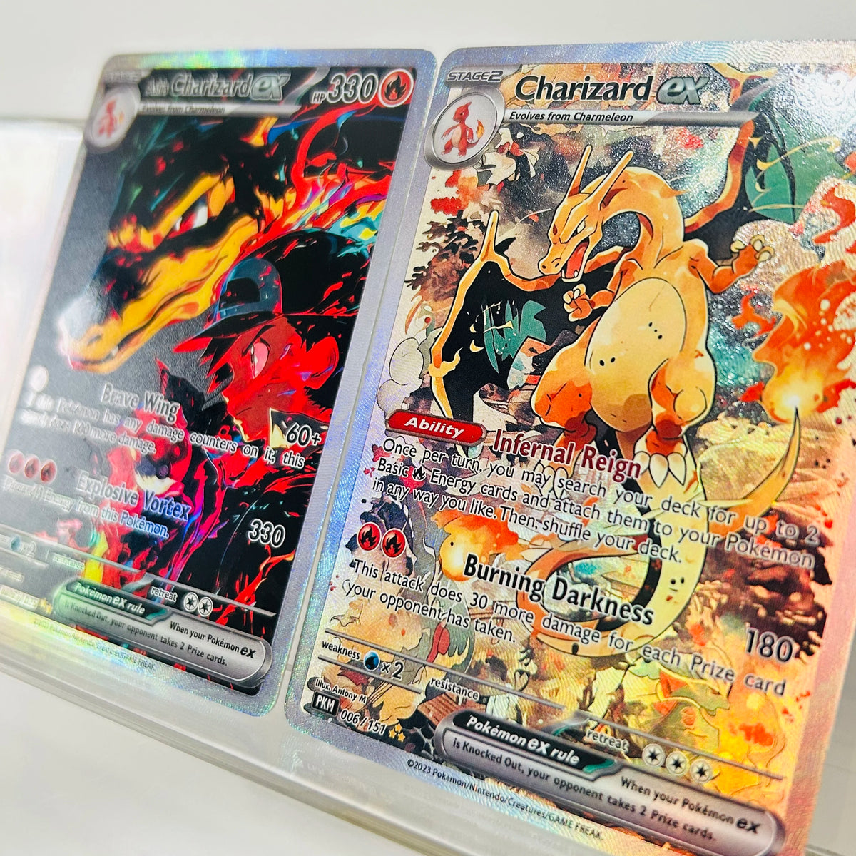Ash’s Charizard ex Holographic Card – 0006/1025 English Foil Texture Anime Collectible Card