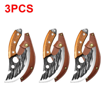 Multifunctional Stainless Steel Kitchen Knife - Forged Meat Cleaver Boning Knife with Bottle Opener and Protective Cover