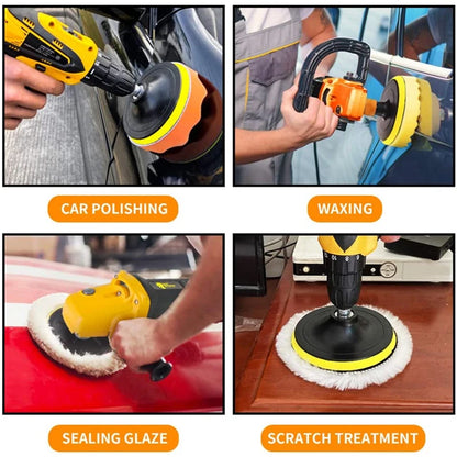 3/5/7-Inch Car Polishing Disc 8pcs Set — Self-Adhesive Buffing, Waxing, and Wool Pads for Car Polisher with Drill Adapter