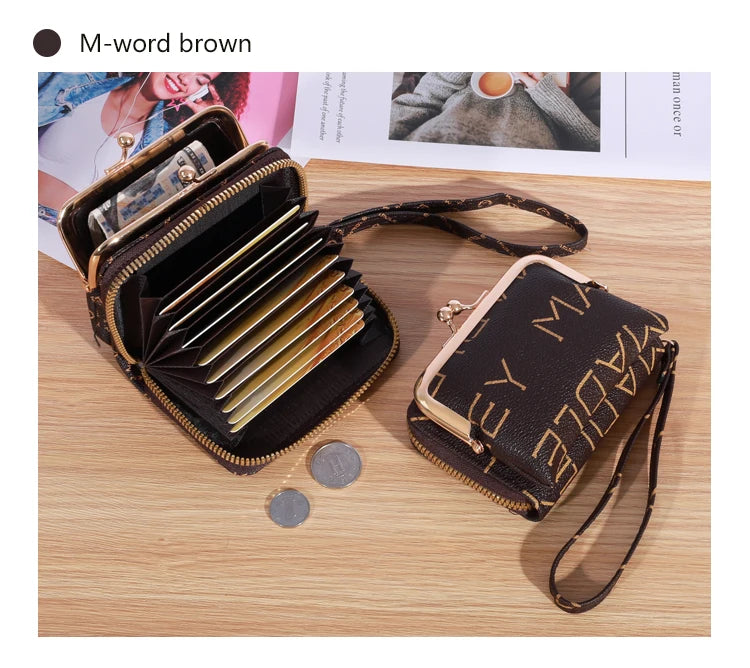 New Women’s Wrist Strap Short Wallet – Large Capacity Flower Design Coin Clip Bag with Multi Card Slots and Money Clip
