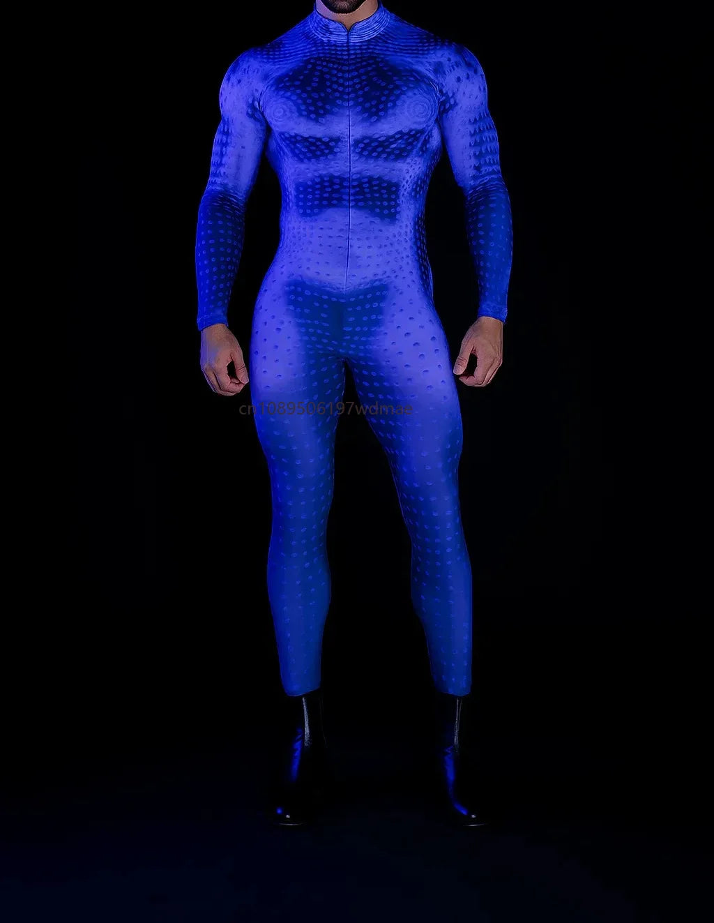 Men's Cyberpunk Muscle Bodysuit - Sci-Fi Printed Cosplay Zentai Costume for Carnival, Stage & Performance Events