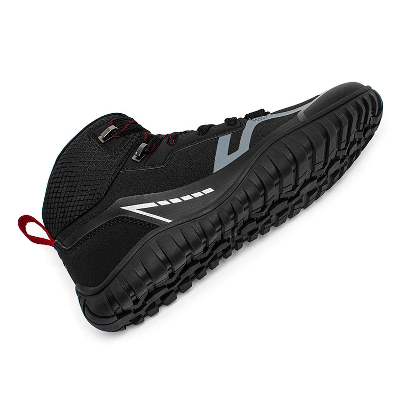 HOBIBEAR Mid-Top Barefoot Hiking Shoes – Unisex Wide Toe Lace-Up Non-Slip Trail Running Boots