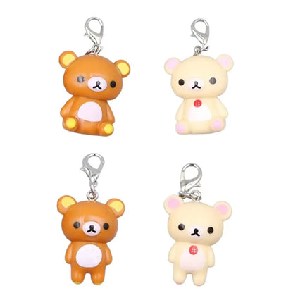 Rilakkuma Bear Keyrings - 2-Piece Kawaii Plush Doll Bag, Phone & Clothing Charms for Best Friends