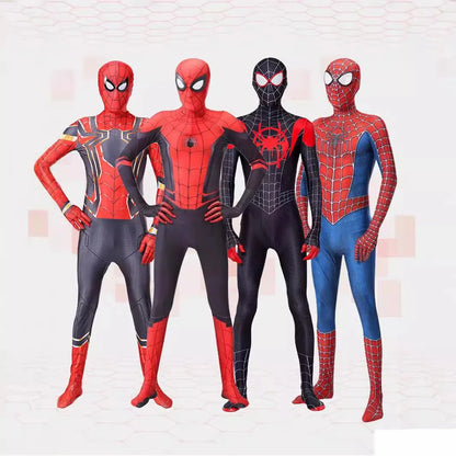 Halloween Hero Bodysuit - Stretchy Full-Body Jumpsuit with Head Cover for Cosplay Parties