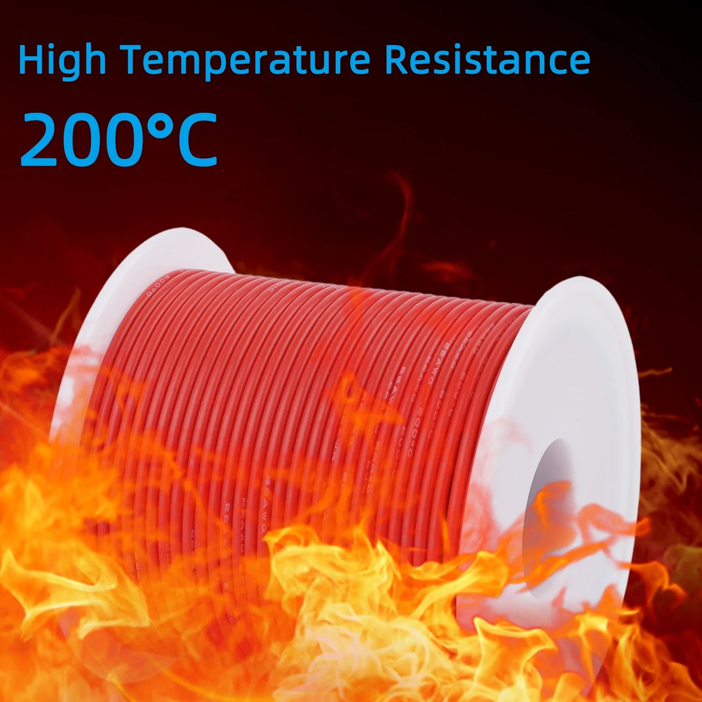22AWG Flexible Silicone Electric Wire – 22 Gauge Stranded Tinned Copper, 5 Colors, 16.4ft/5m or 32.8ft/10m