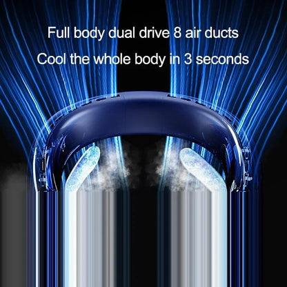 2026 Hanging Neck Fan 6000mAh Portable Air Cooler – Type-C USB Rechargeable 5 Speed Electric Neck Air Conditioner for Summer Cooling