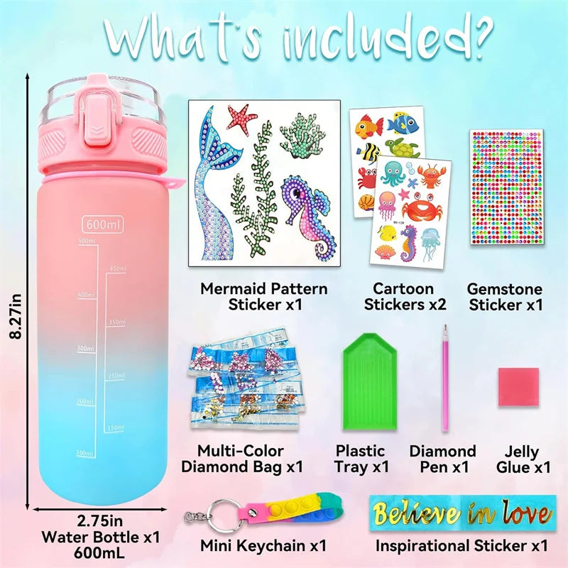 DIY Water Bottle Decoration Kit for Girls - Mermaid Arts & Crafts, Birthday & Christmas Gift