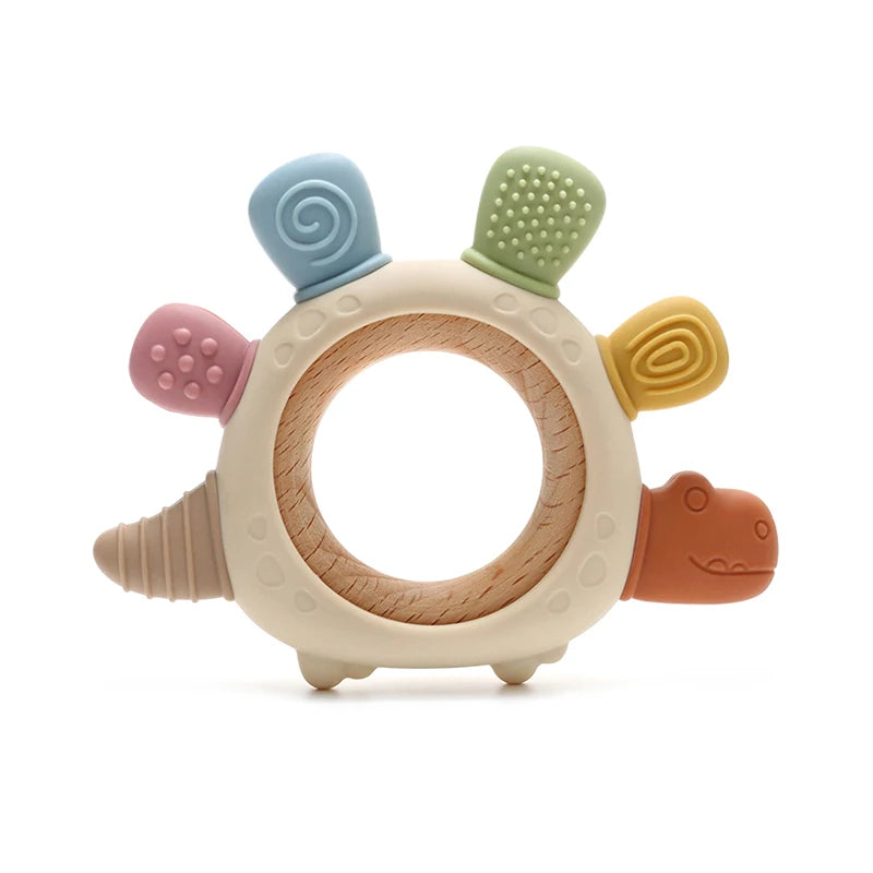 Baby Dinosaur Silicone Teether - BPA Free Easy Grip Chewing Toy for Newborns & Infants