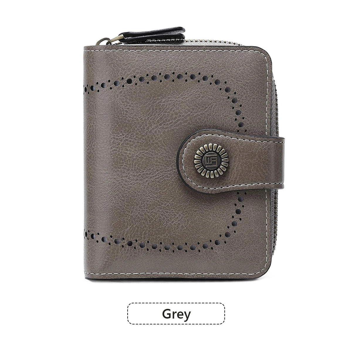 Retro Hollow-Out Short Purse for Women – Multi-Card Zipper Wallet, European & American Fashion Design