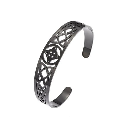 Witch Knot Cuff Bracelet - Stainless Steel Pagan Magic Knot Good Luck Amulet Celtic Knot Jewelry