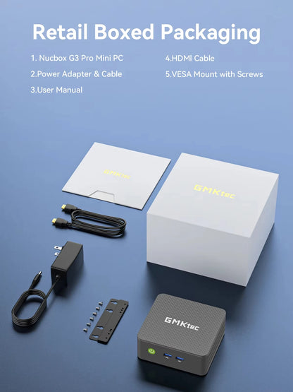 GMKtec G3 Pro Mini PC - Intel Core i3-10110U Windows 11 Pro Desktop Computer with WiFi 6 & Dual M.2 SSD