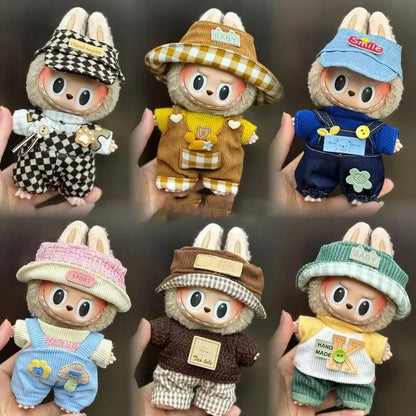 Mini Plush Doll Clothes Set – Kpop EXO Labubu Idol Overalls Outfit for 15-17cm Dolls, Clothing Gift