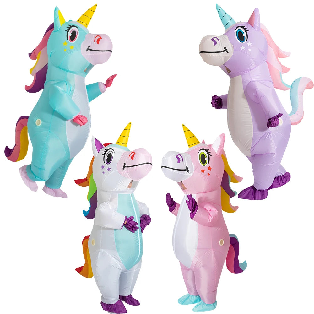 Pink Inflatable Unicorn Costume – Full-Body Anime Cosplay with Blower for Adults, Funny Party & Halloween