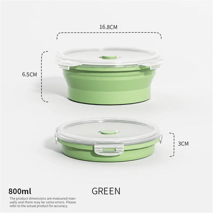 Collapsible Silicone Food Storage Container - Portable Lunch Box with Lid for Microwave & Freezer Use